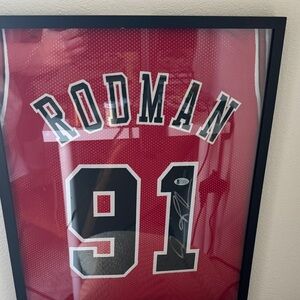 Signed & Framed Dennis Rodman #91 Bulls Jersey with Certificate of Authenticity